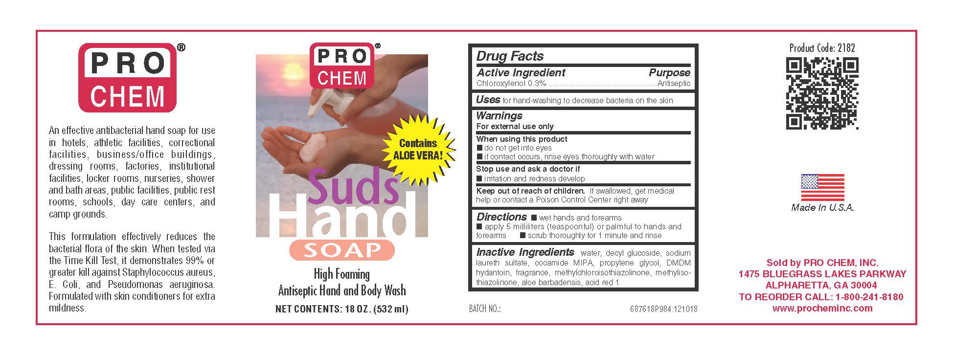 Pill image for Suds High Foaming Antiseptic Hand And Body Wash 6876 Drug Facts And Label