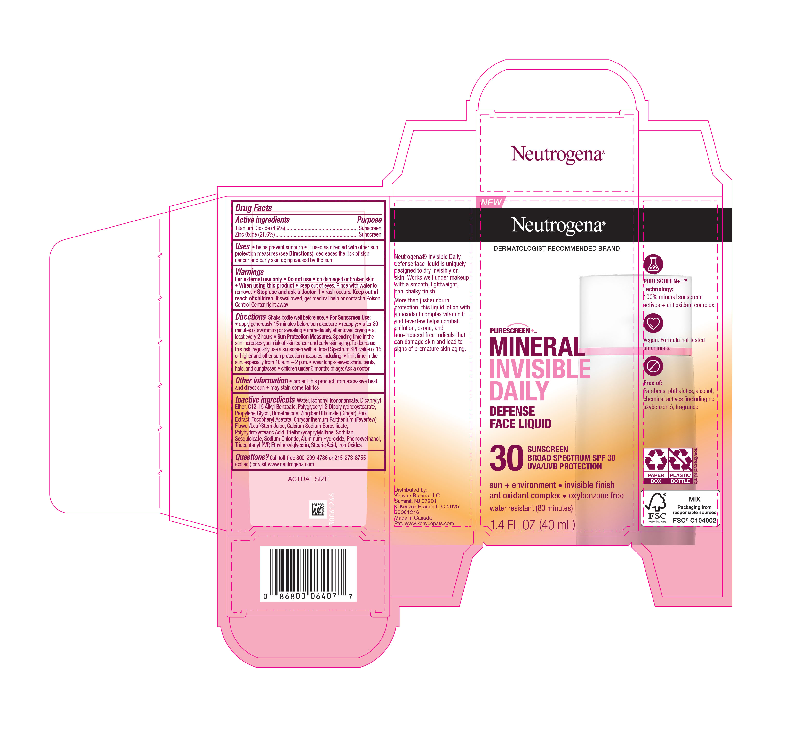 Pill image for Neutrogena Mineral Invisible Daily Defense Face Sunscreen Broad Spectrum Spf 30
