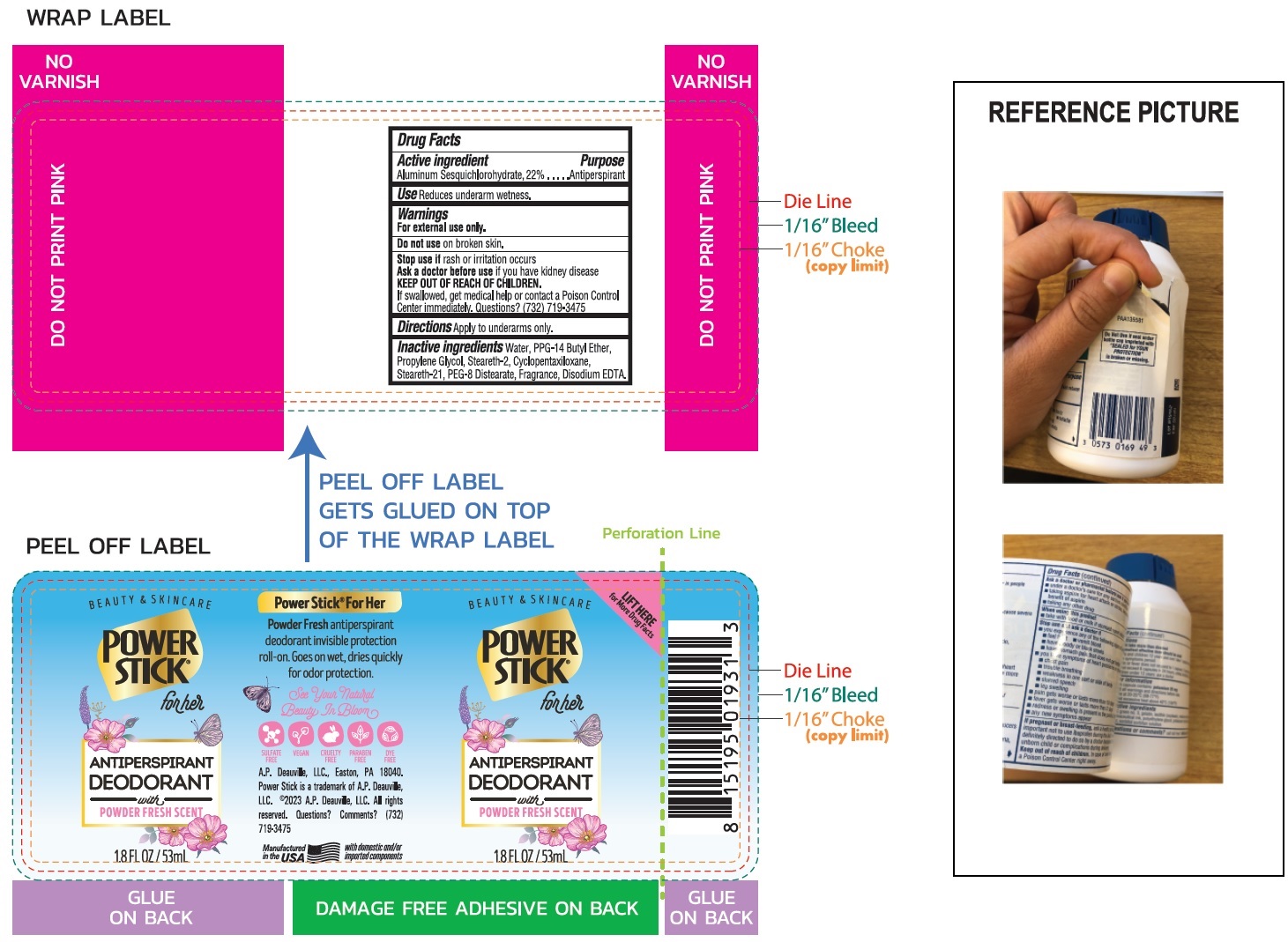 Pill image for Power Stick For Her Roll- On Antiperspirant Deodorant Powder Fresh