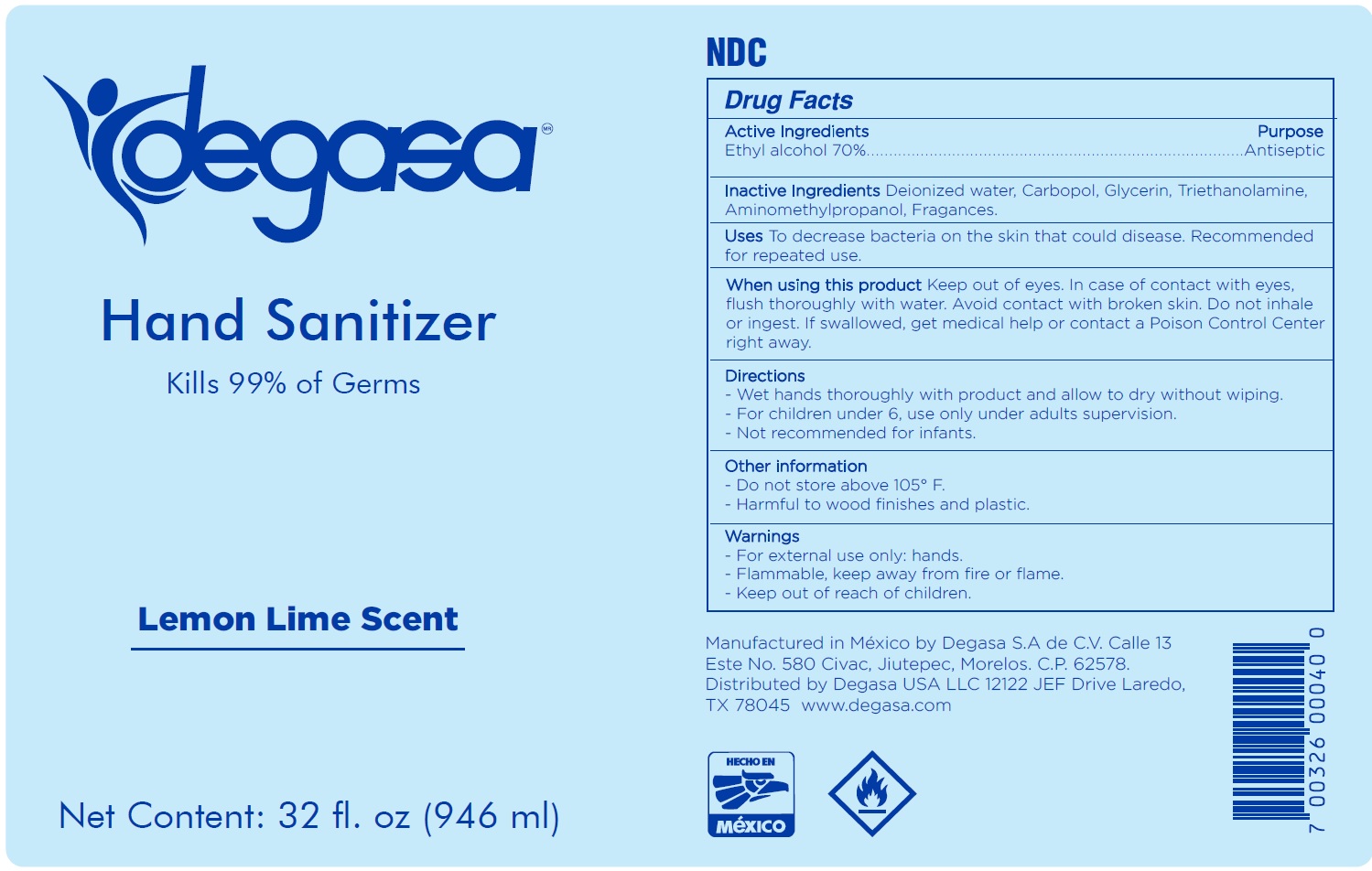 Pill image for Degasa Hand Sanitizer Lemon Lime Scent