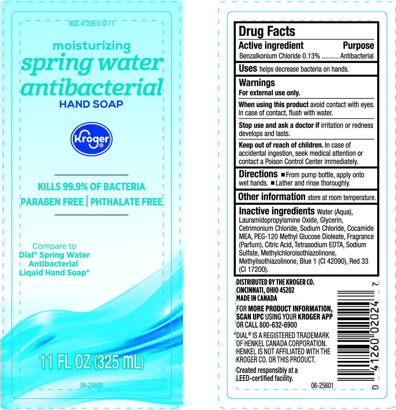 Pill image for Ndc-41226-510, Kroger Moisturizing Spring Water Antibacterial Hand Soap