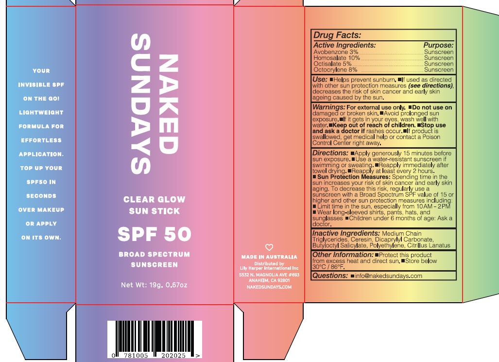 Pill image for Naked Sundays Clear Glow Sun Stick Spf 50 Broad Spectrum Suncreen 19g