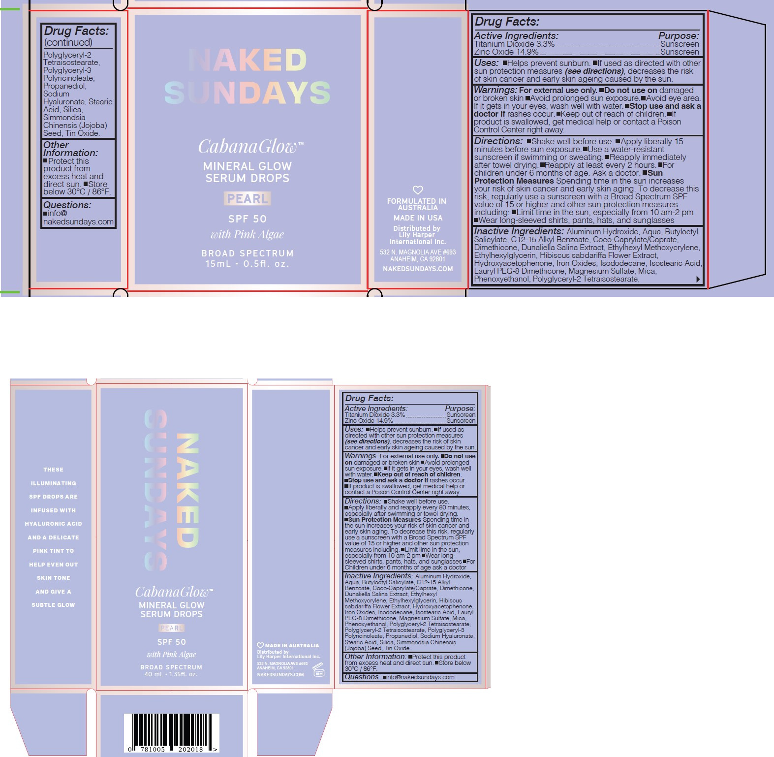 Pill image for naked sundays cabana glow mineral glow serum drops pearl with pink algae