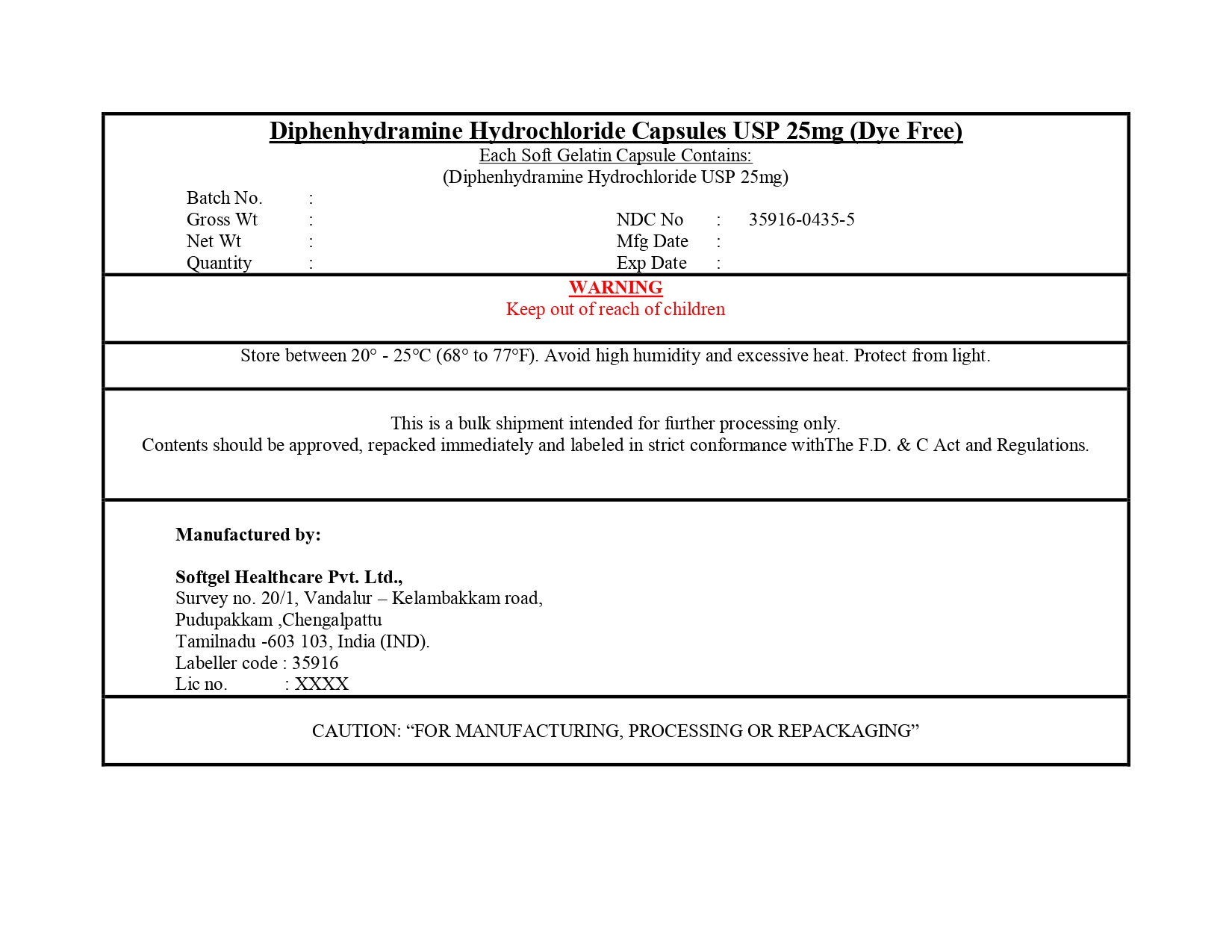 Pill image for Diphenhydramine Hydrochloride Capsules, Usp 25 Mg (dye Free)