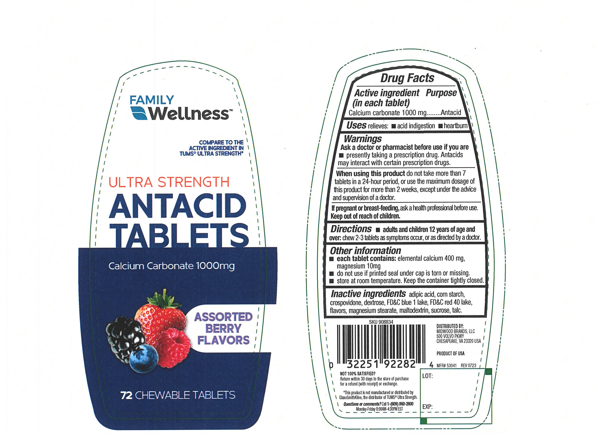 Pill image for Family Wellness Ultra Strength Antacid Assorted Berry Chewable Tablets 171ab