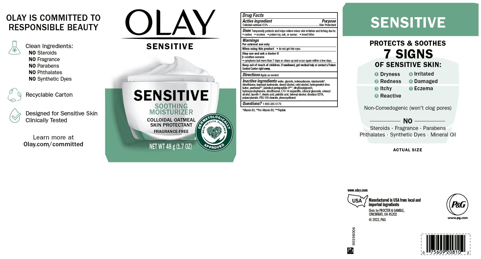 Pill image for Olay Sensitive Soothing Moisturizer Colloidal Oatmeal Skin Protectant Fragrance-free