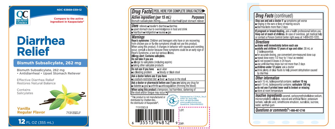 Pill image for Quality Choice Diarrhea Relief Bismuth Subsalicylate Vanilla Regular Flavor