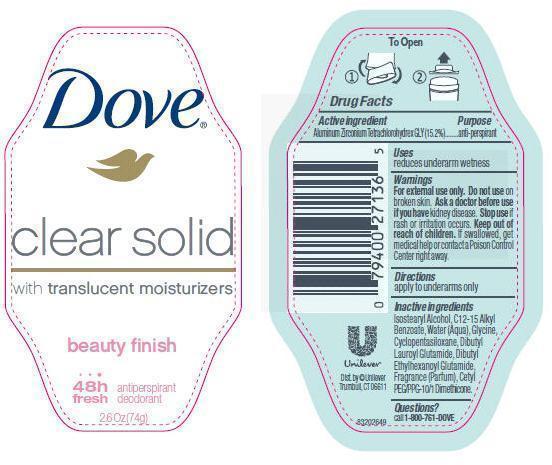 Pill image for Dove Clear Solid Beauty Finish Antiperspirant Deodorant