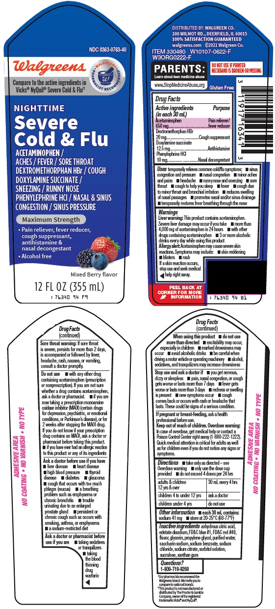 Pill image for Walgreen Co. Severe Cold & Flu Drug Facts