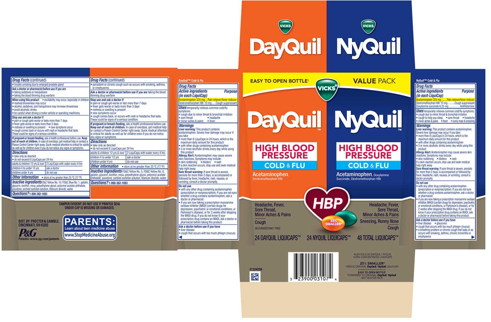 Pill image for Vicks® Dayquil™ Nyquil™ High Blood Pressure Cold & Flu, Liquicaps™