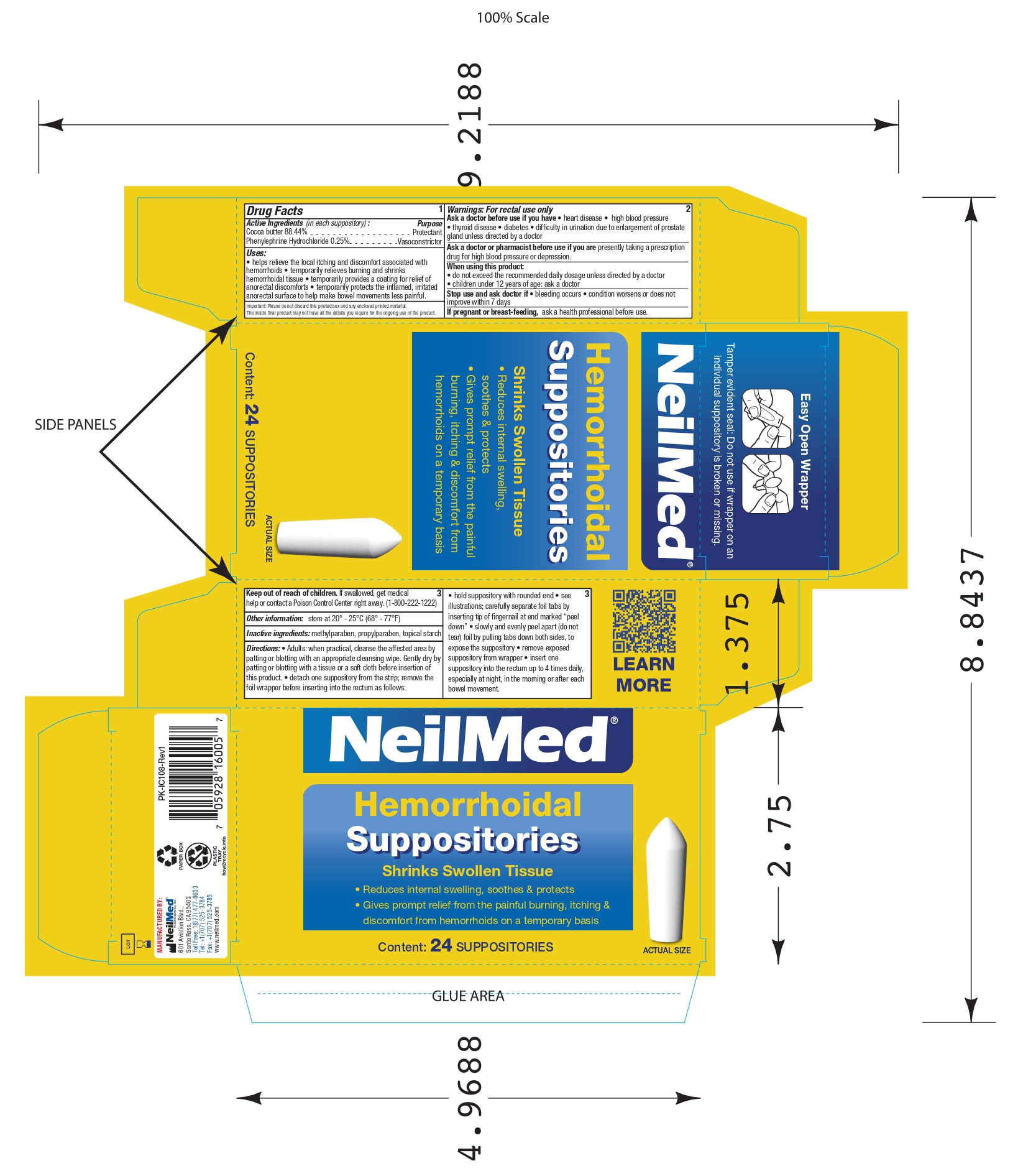 Pill image for Neilmed Hemorrhoidal Suppositories 24count