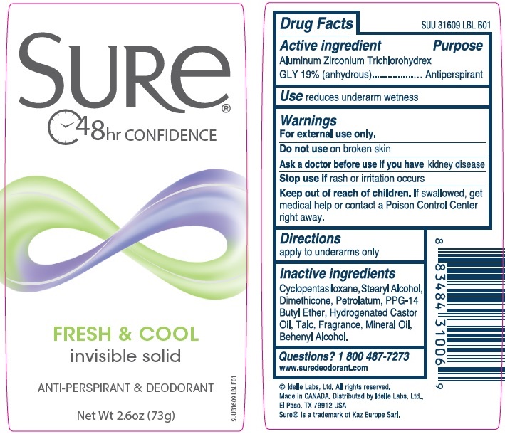 Pill image for Sure Invisible Solid Fresh And Cool Antiperspirant Deodorant
