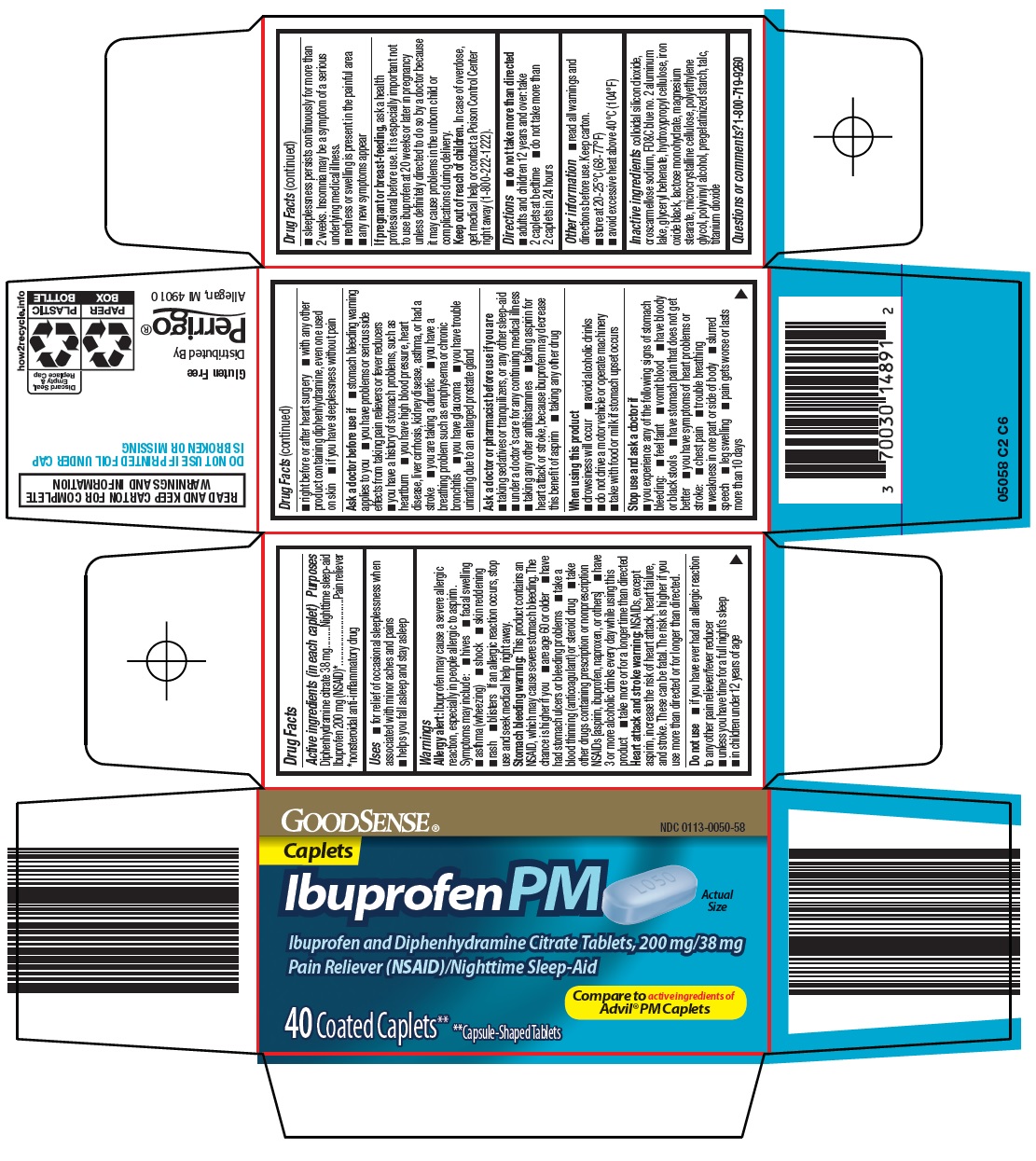 Pill image for Perrigo Ibuprofen Pm Drug Facts