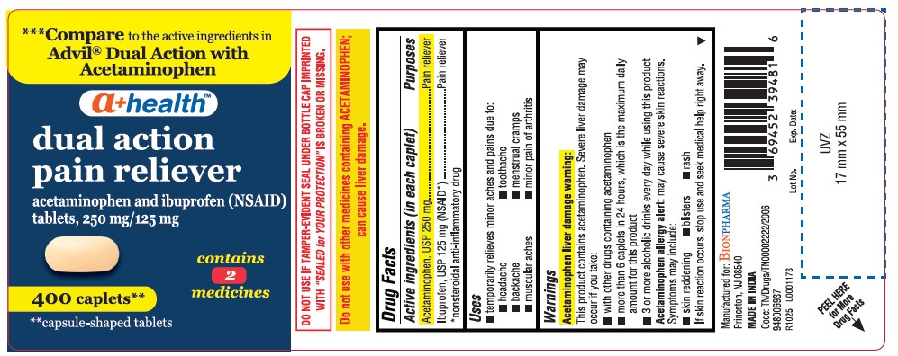 Pill image for A+health Acetaminophen And Ibuprofen Tablets