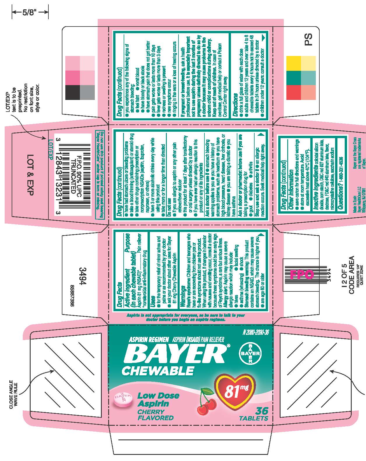 Pill image for Bayer Chewable - Aspirin Regimen