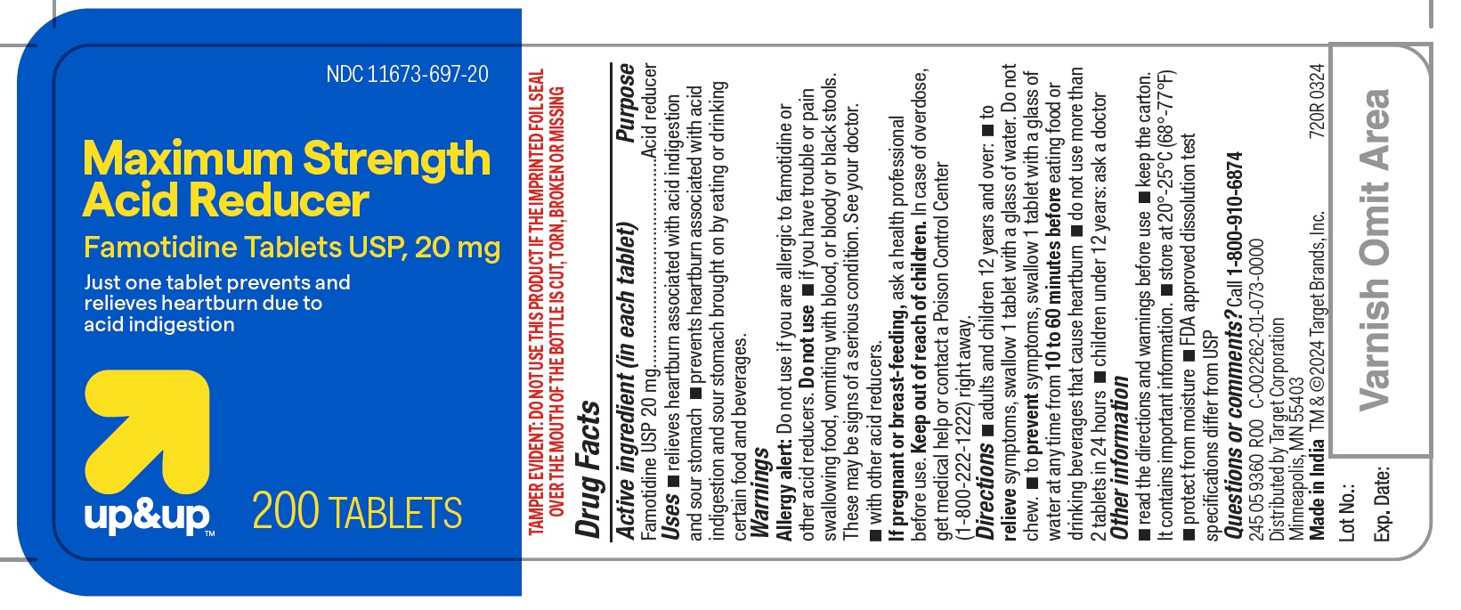 Pill image for target famotidine tablets usp, 20 mg