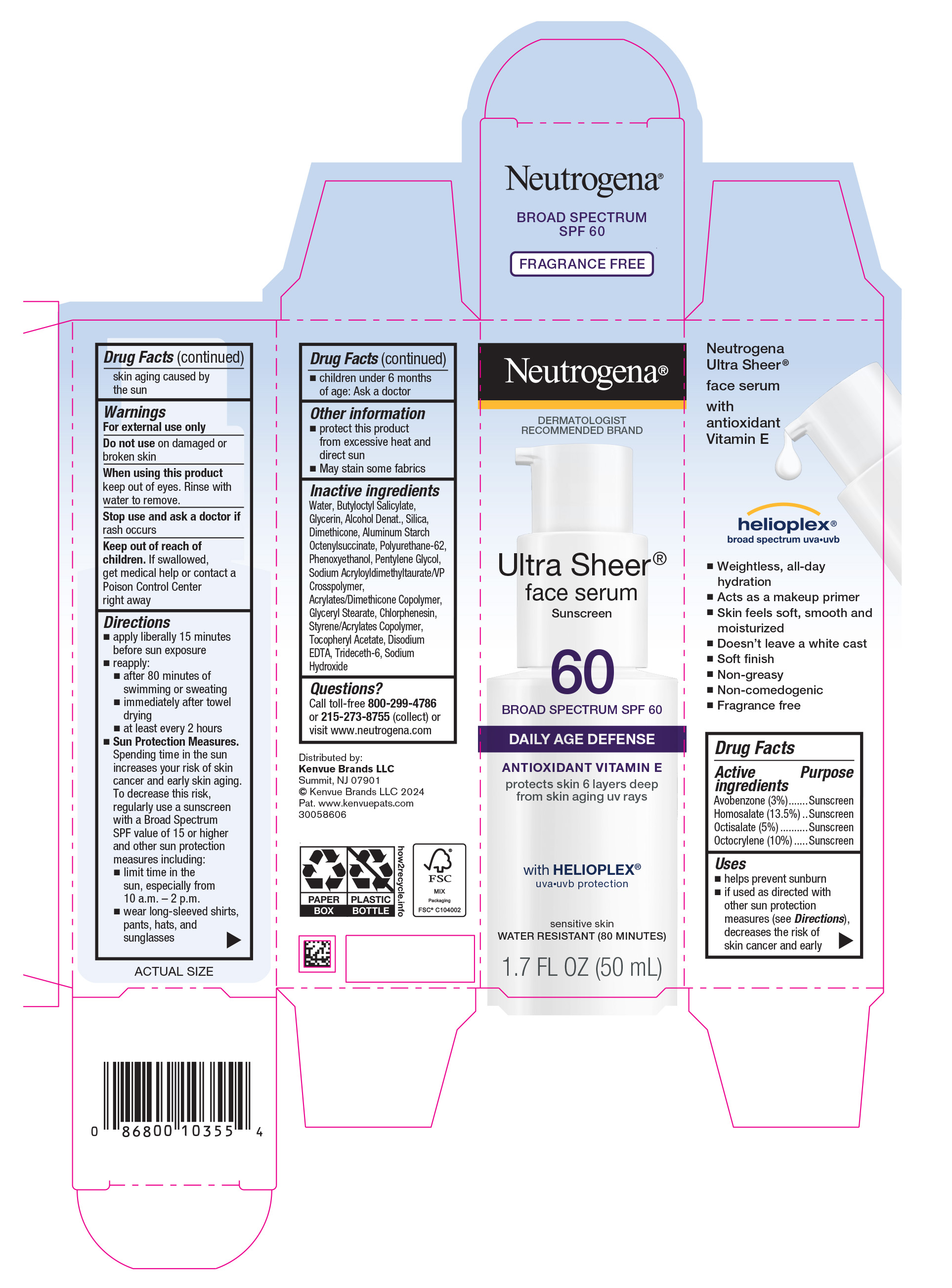 Pill image for neutrogena ultra sheer moisturizing face serum sunscreen broad spectrum spf 60 plus