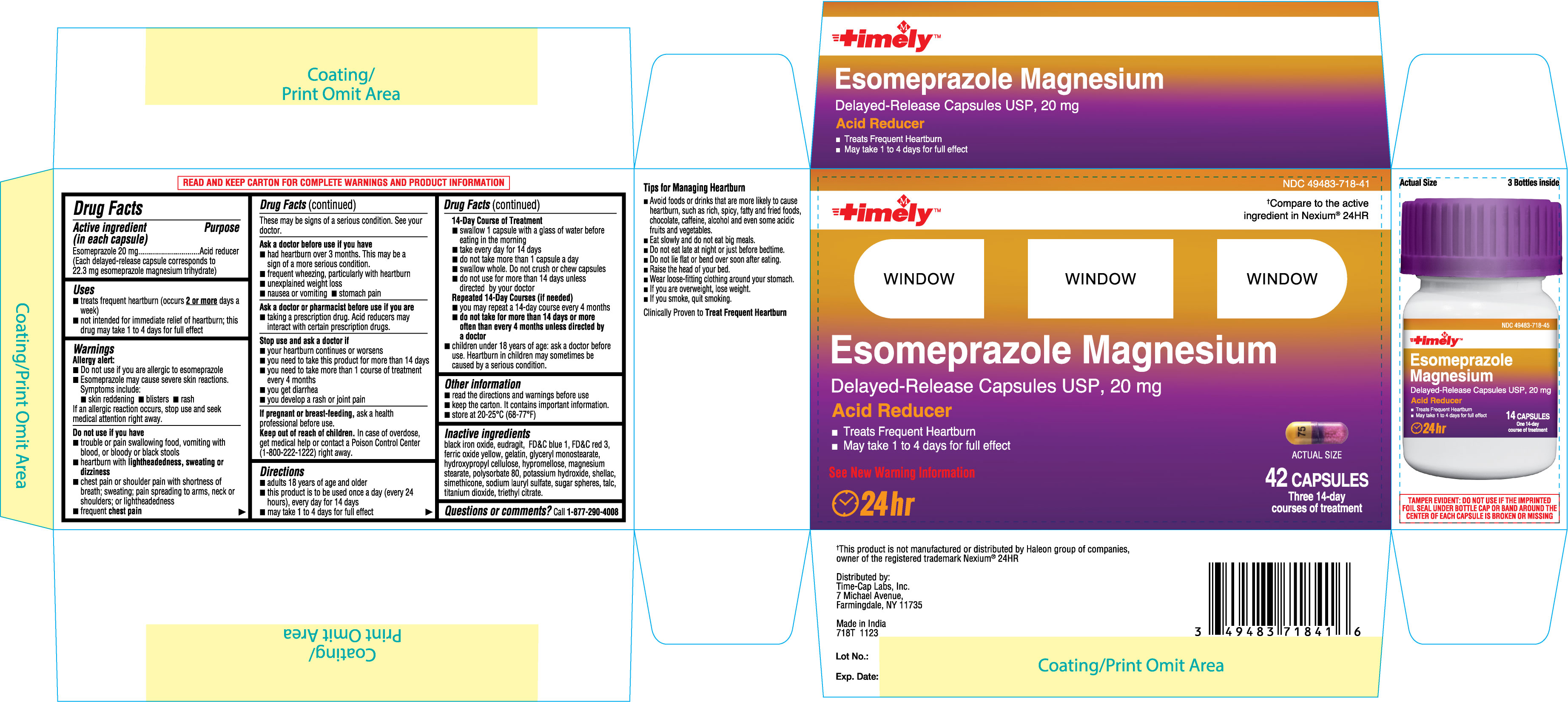 Pill image for 49483-718 Esomeprazole Magnesium Delayed Release Capsules Usp, 20mg