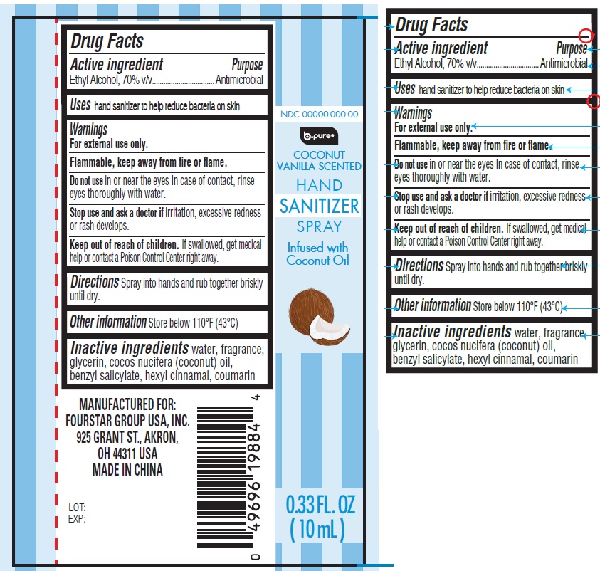 Pill image for B-pure Hand Sanitizer Spray, Coconut Vanilla Scented