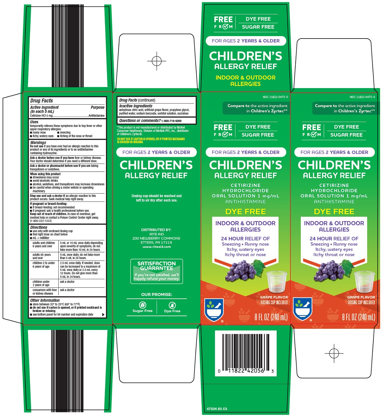 Pill image for Rite Aid Corporation Children’s Allergy Relief Drug Facts