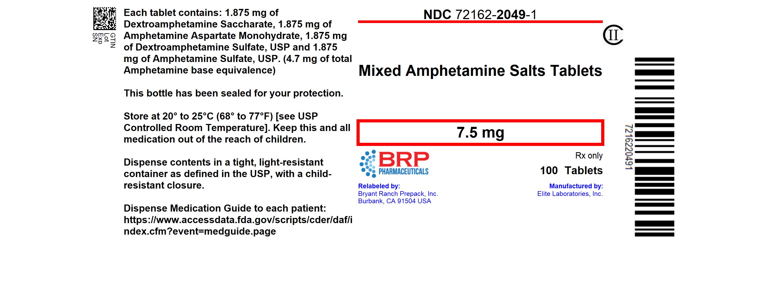 Pill image for Dextroamphetamine Saccharate, Amphetamine Aspartate Monohydrate, Dextroamphetamine Sulfate And Amphetamine Sulfate Tablets