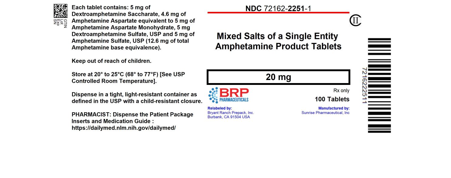 Pill image for Dextroamphetamine Saccharate, Amphetamine Aspartate, Dextroamphetamine Sulfate And Amphetamine Sulfate Tablets (mixed Salts Of A Single Amphetamine Product) Cii