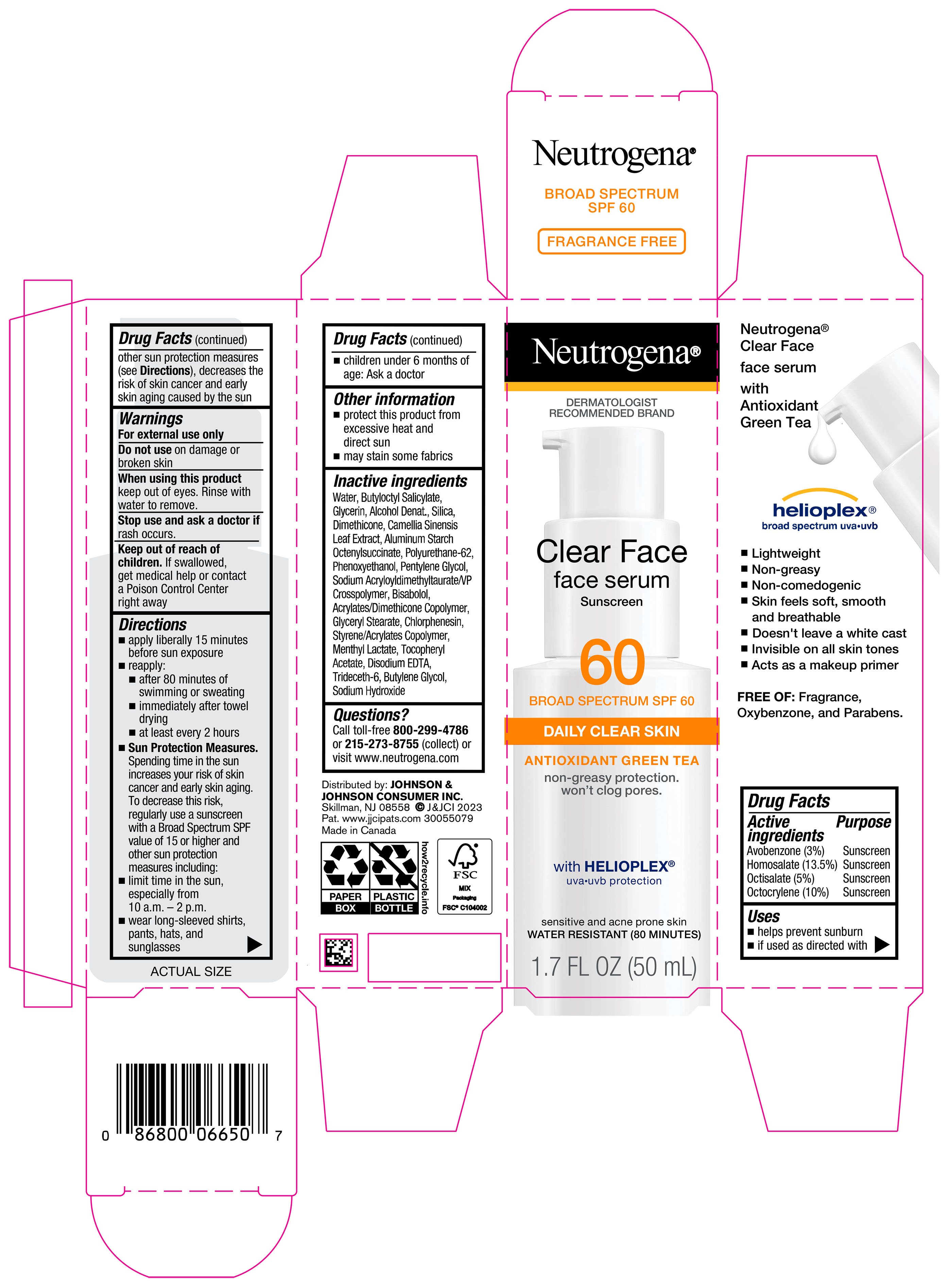 Pill image for neutrogena clear face serum sunscreen broad spectrum spf 60