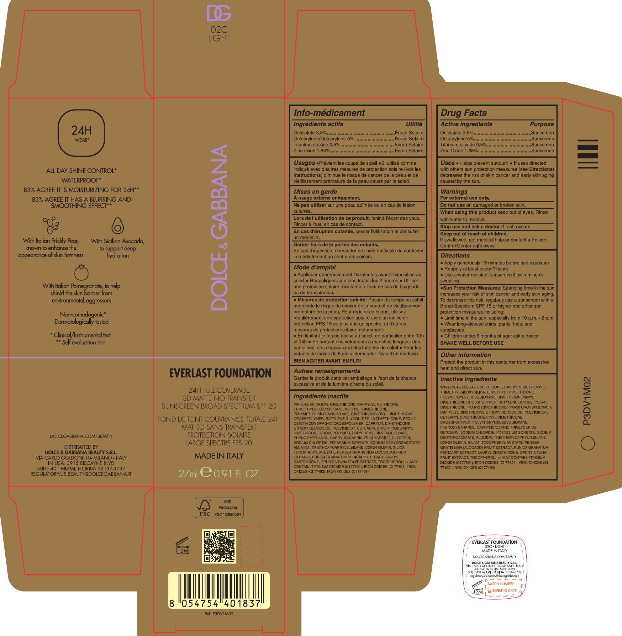 Pill image for Dolce & Gabbana Everlast Foundation Spf 20 - 02c Light