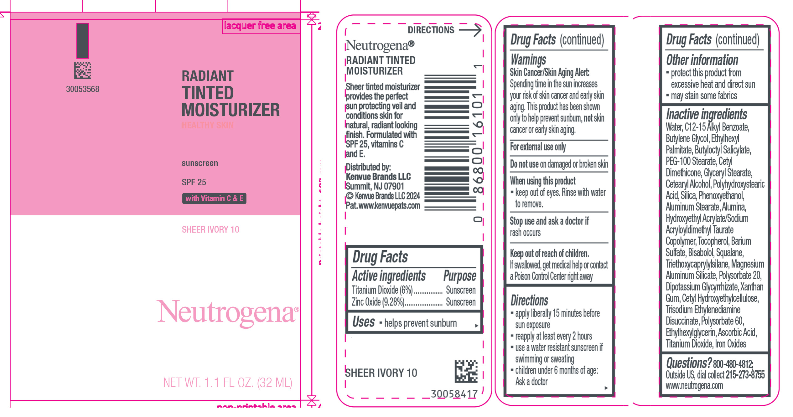 Pill image for Neutrogena Healthy Skin Radiant Tinted Moisturizer Sunscreen Broad Spectrum Spf 25, Sheer Ivory 10