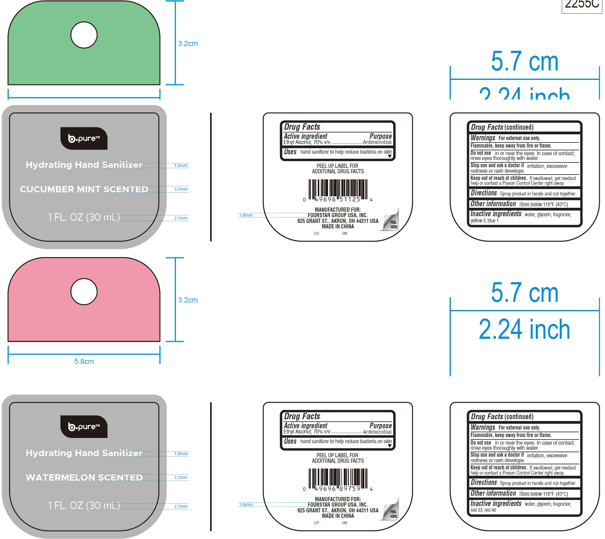 Pill image for B-pure Hydrating Hand Sanitizer Cucumber Mint Scented