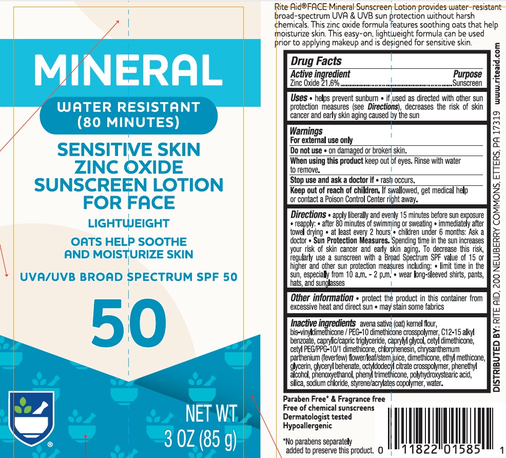 Pill image for Rite Aid Mineral Sensitive Skin Zinc Oxide Sunscreen Lotion For Face Spf 50