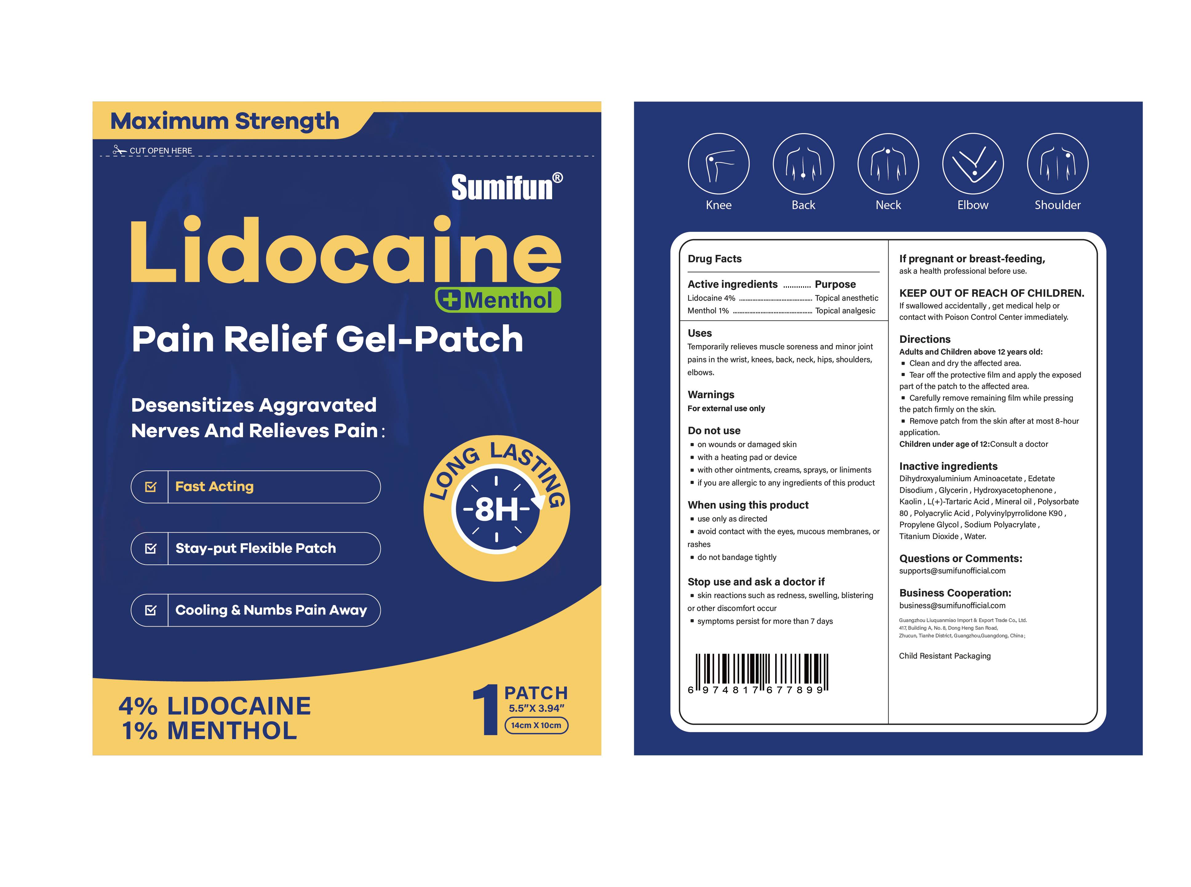 Pill image for Liuquanmiao, Lidocaine+menthol Pain Relief Gel-patch, Lidocaine 4%, Menthol 1%, 15 Patches