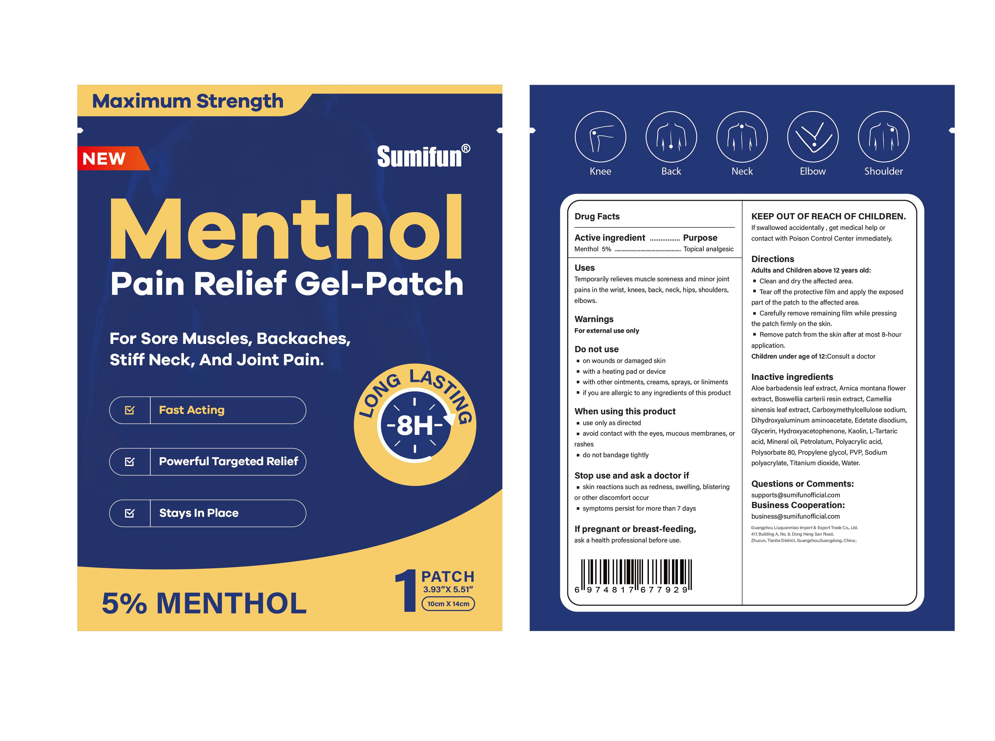 Pill image for Liuquanmiao, Menthol Pain Relief Gel-patch, Menthol 5%, 15 Patches