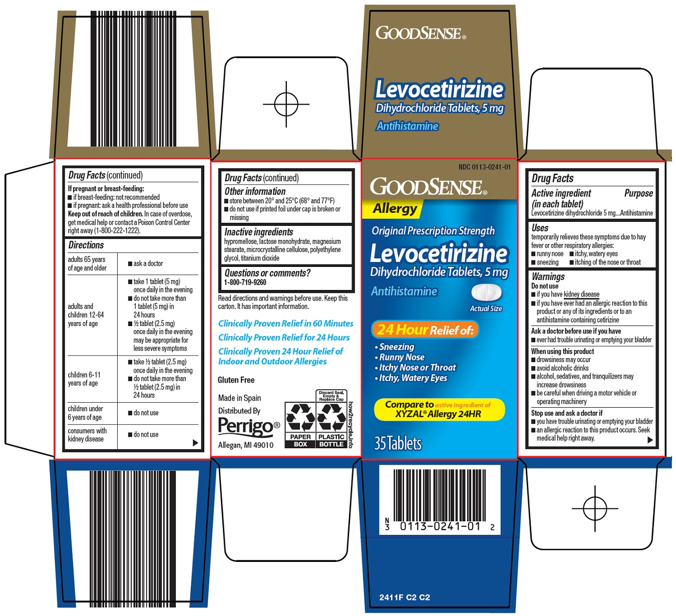 Pill image for Perrigo Levocetirizine Drug Facts