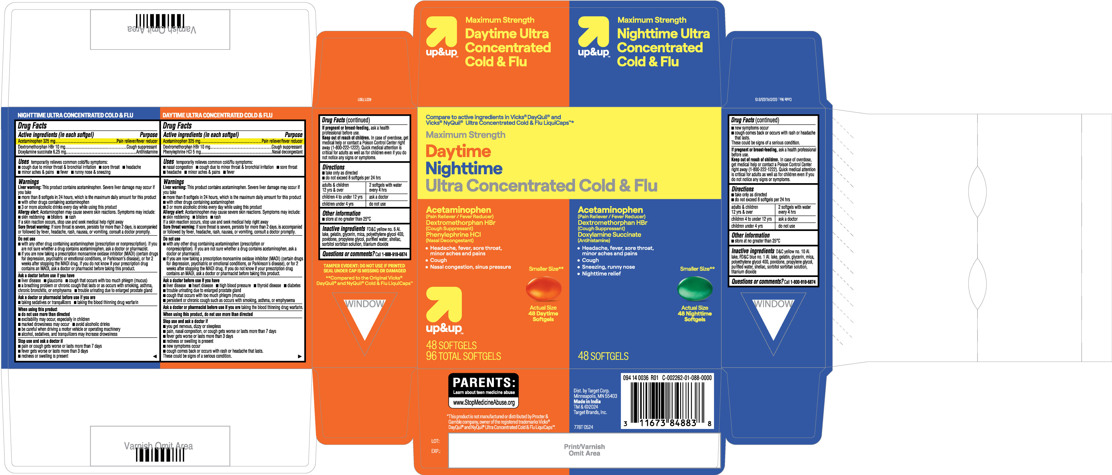 Pill image for Target Daytime Nighttime Ultra Concentrated Cold And Flu Liquid Filled Capsules