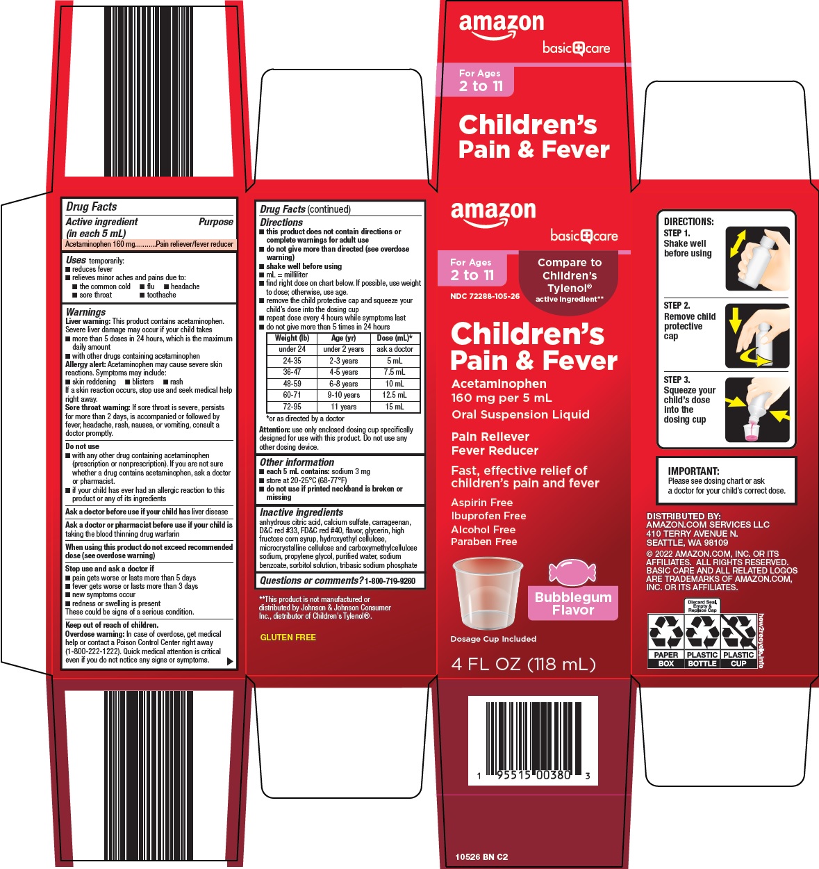 Pill image for Amazon Children’s Pain & Fever Drug Facts