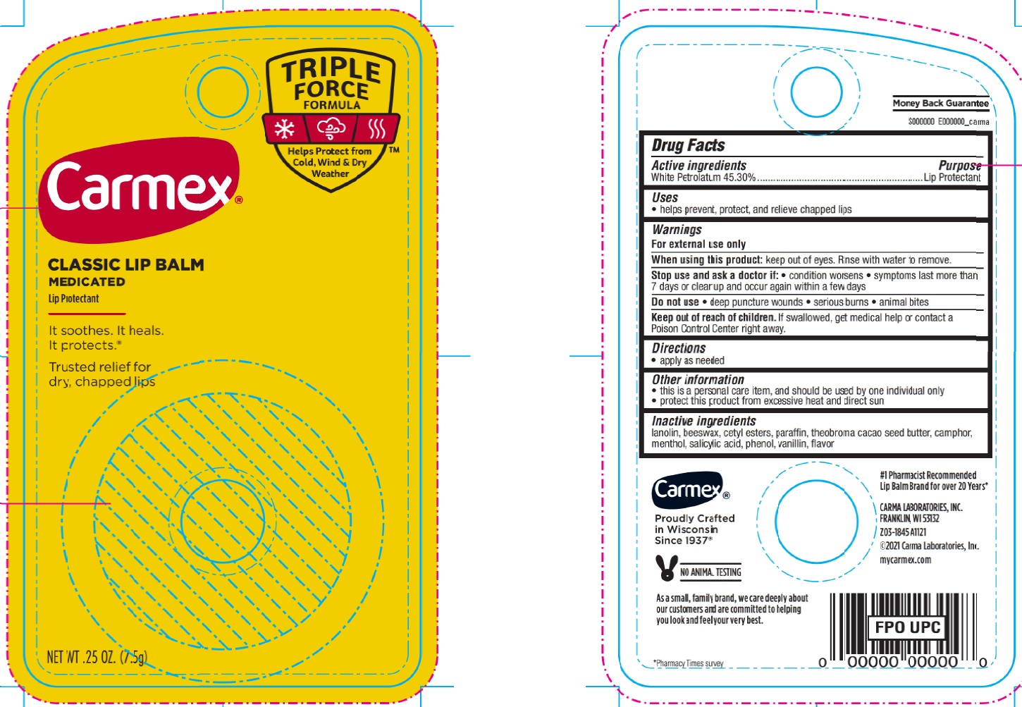 Pill image for Carmex Classic Lip Balm Medicated Triple Force Formula