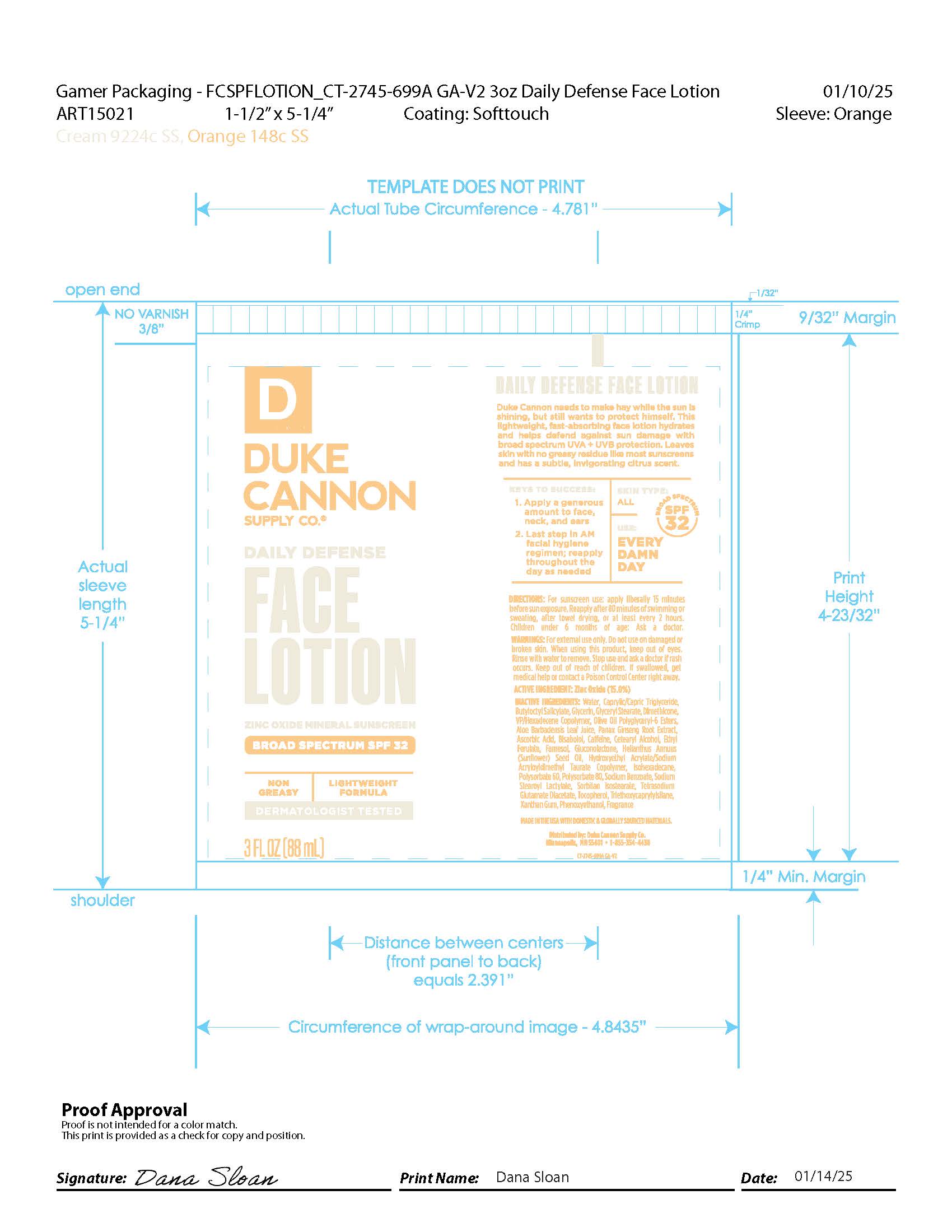 Pill image for Duke Cannon Supply Co. Daily Defense Face Lotion Mineral Sunscreen Broad Spectrum Spf 32