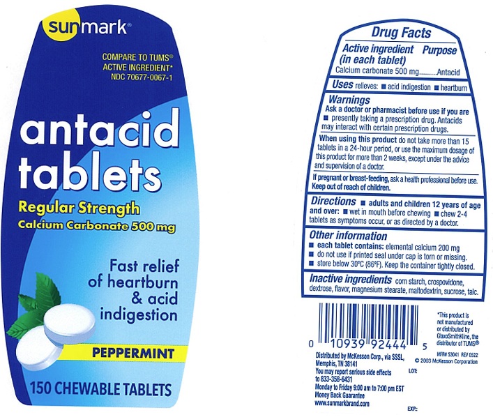 Pill image for Sunmark Regular Strength Antacid Peppermint Chewable Tablets