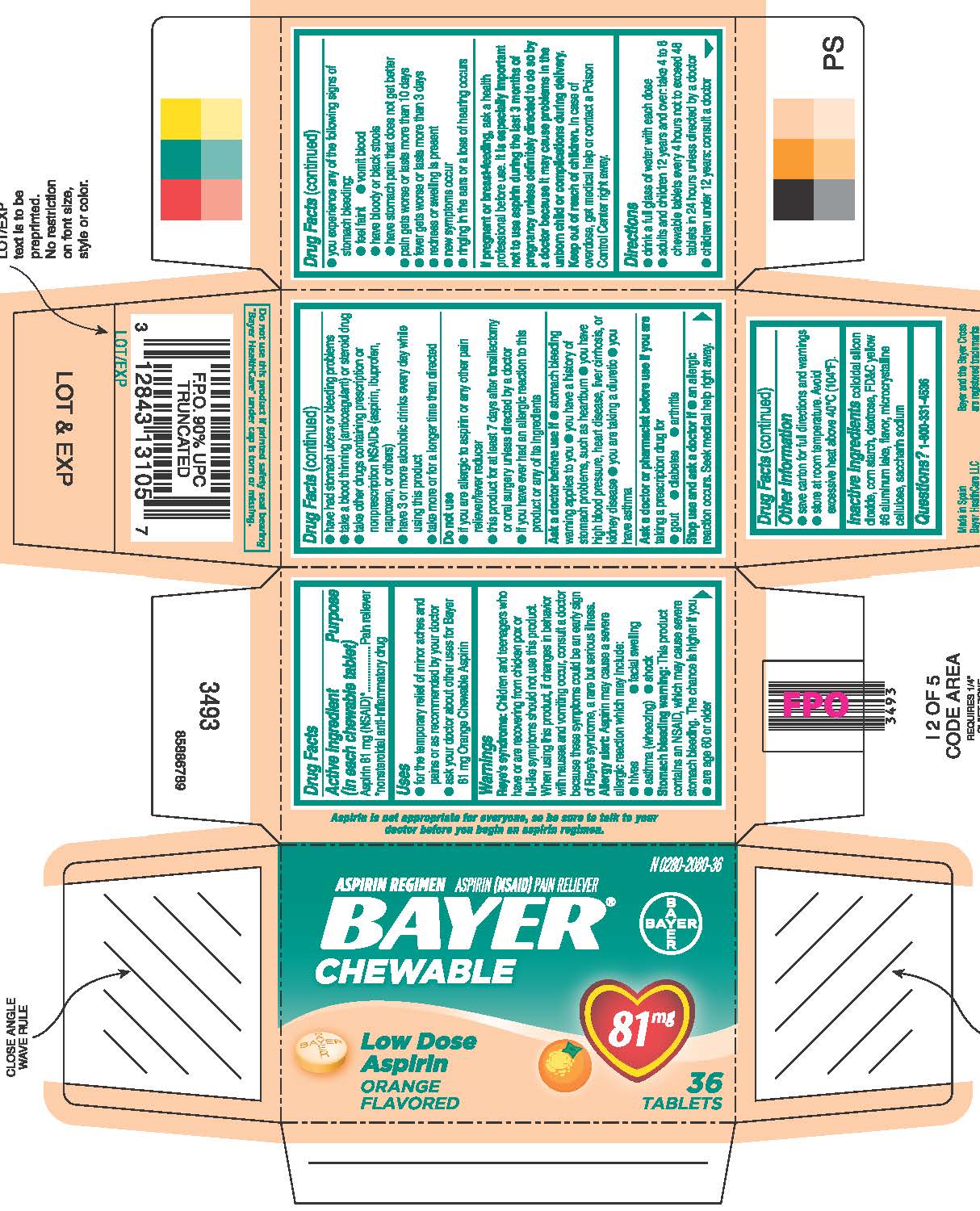 Pill image for Bayer Chewable Aspirin 81mg -orange