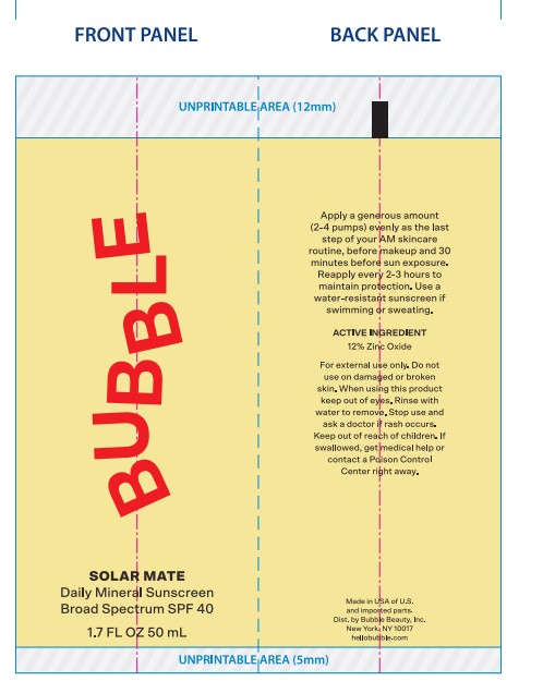 Pill image for Bubble Solar Mate Daily Mineral Sunscreen Spf 40