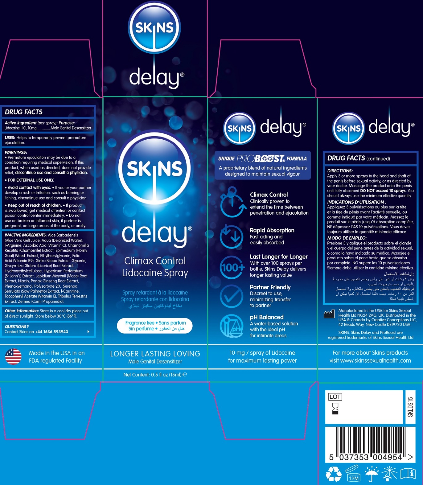 Pill image for Skins Delay Climax Control Lidocaine Spray