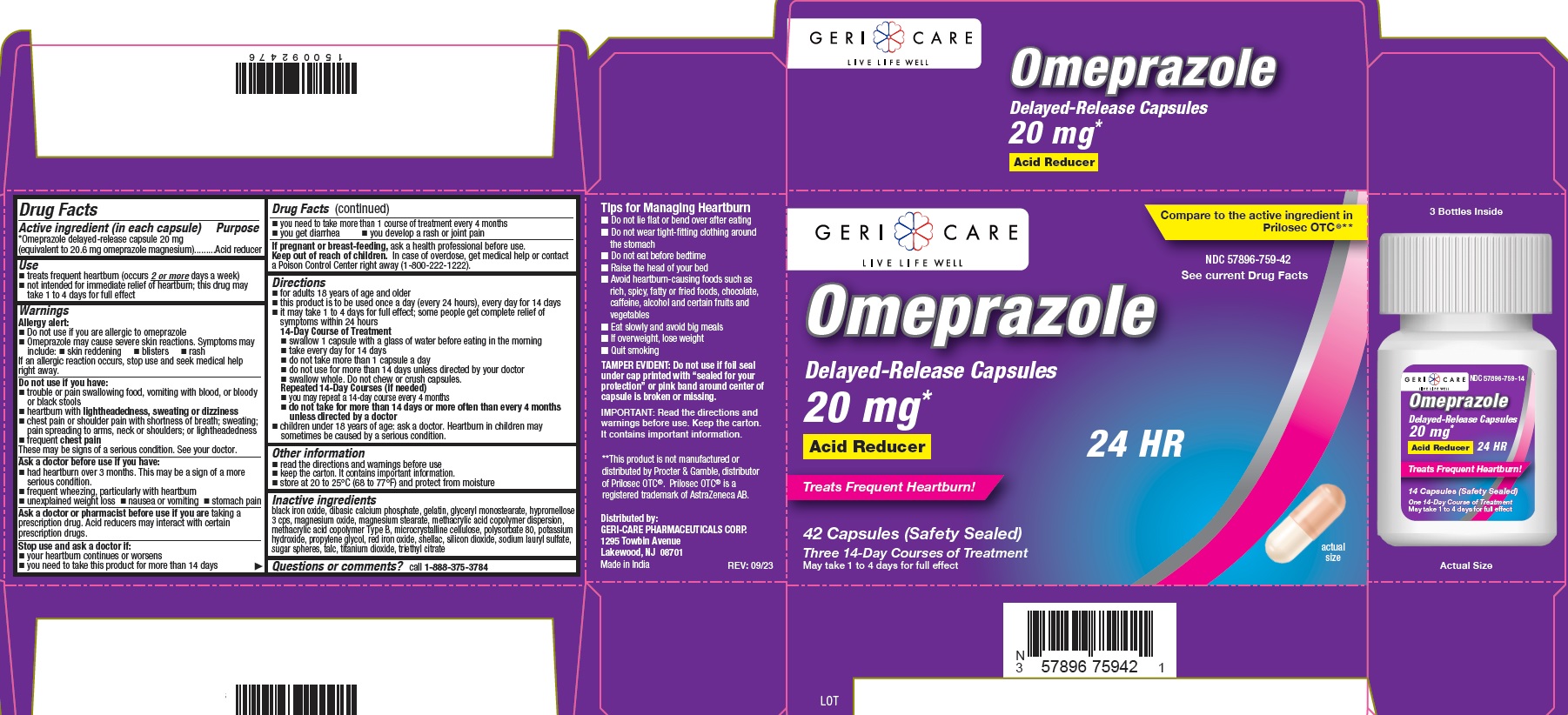 Pill image for Gericare Pharmaceuticals Omeprazole 759