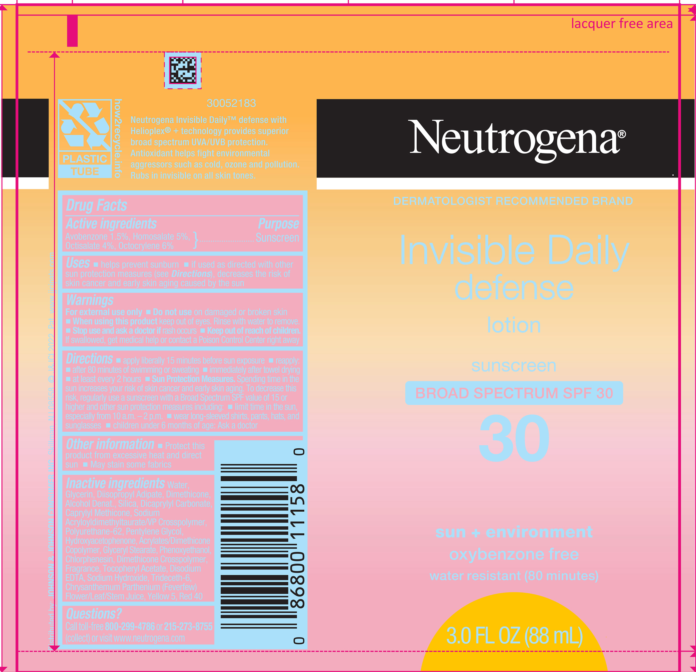 Pill image for neutrogena invisible daily defense lotion broad spectrum spf 30