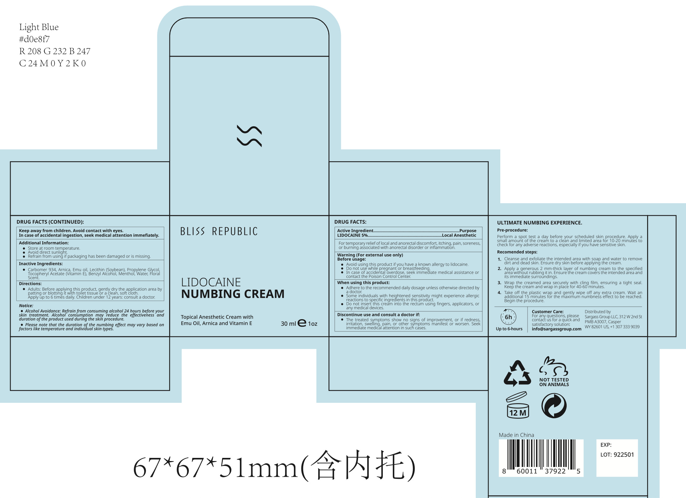 Pill image for Bliss Republic Lidocaine Numbing Cream