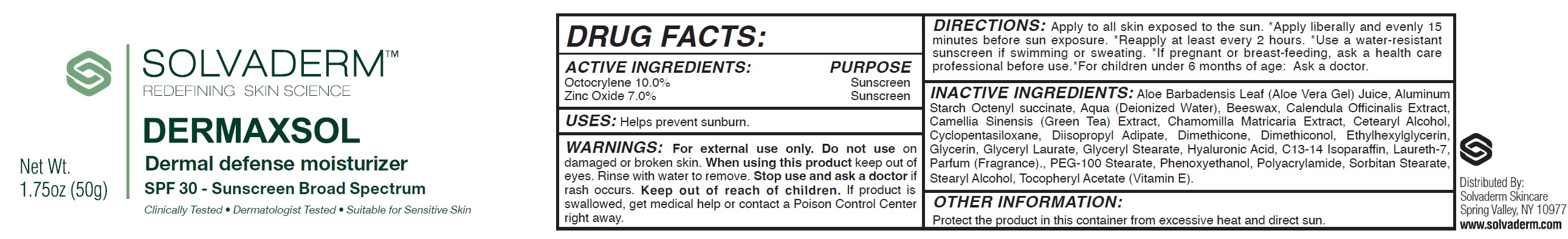 Pill image for Solvaderm Dermaxsol Dermal Defense Moisturizer Spf-30