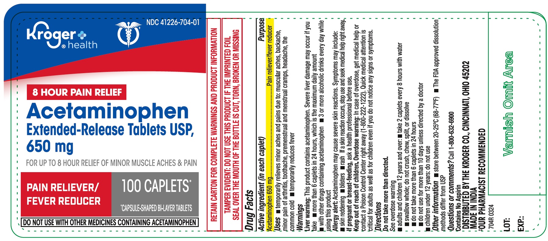 Pill image for Kroger Acetaminophen Extended-release Tablets Usp 650 Mg (muscle Aches & Pain)