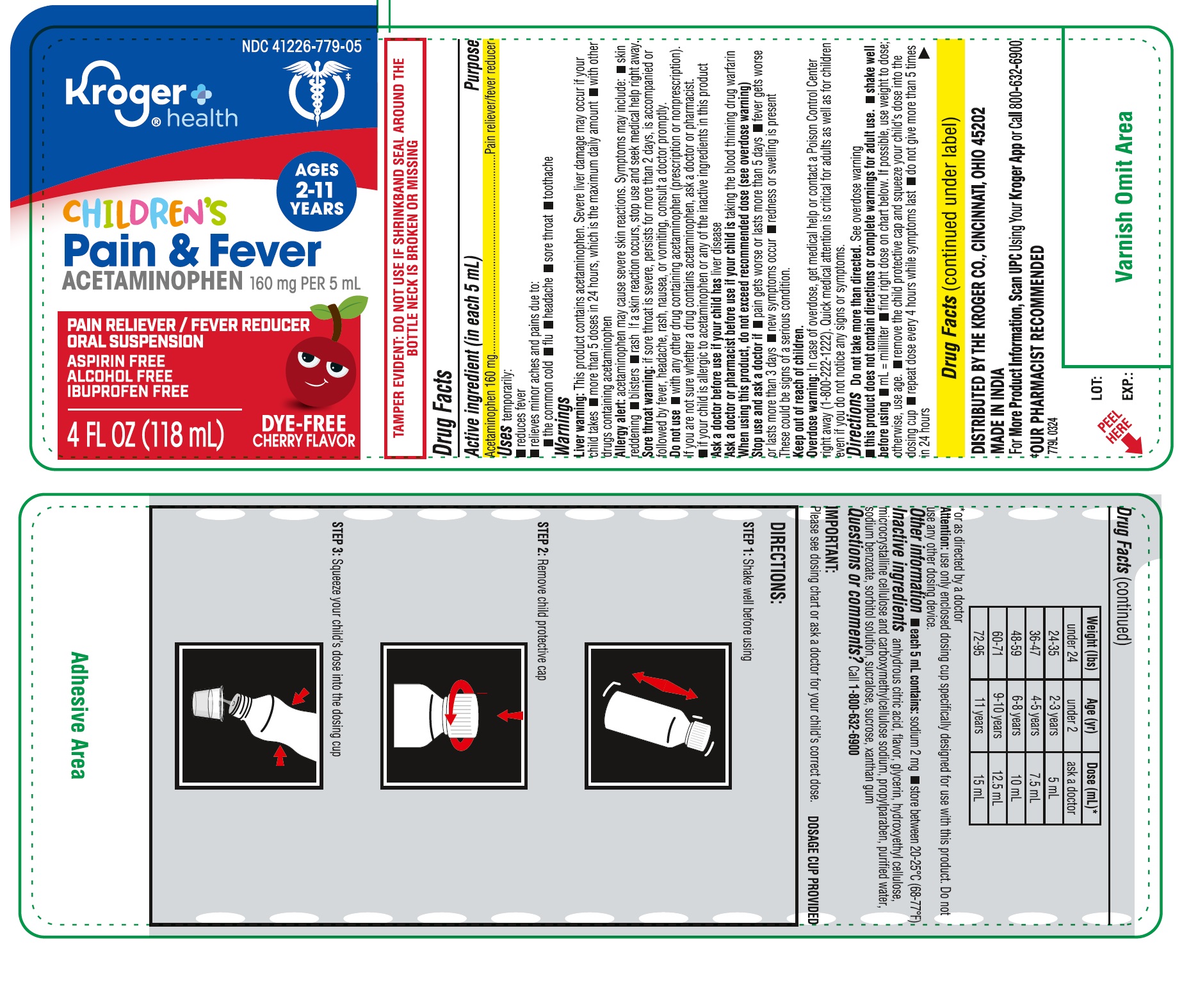 Pill image for Kroger Acetaminophen 160 Mg Liquid Suspension – Children’s Cherry Flavor Dye Free