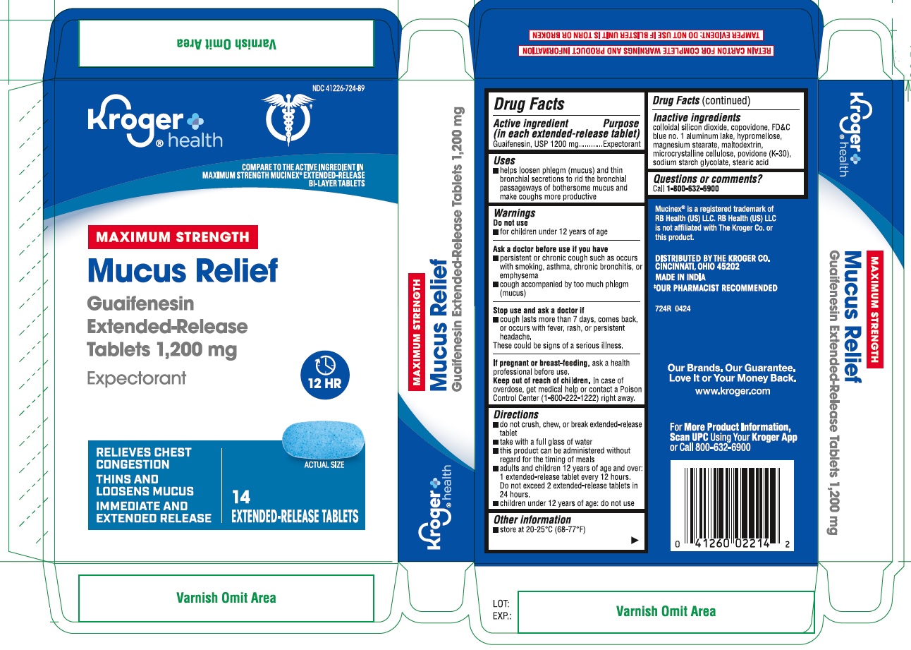 Pill image for Kroger Guaifenesin Extended Release Tablets 1200 Mg