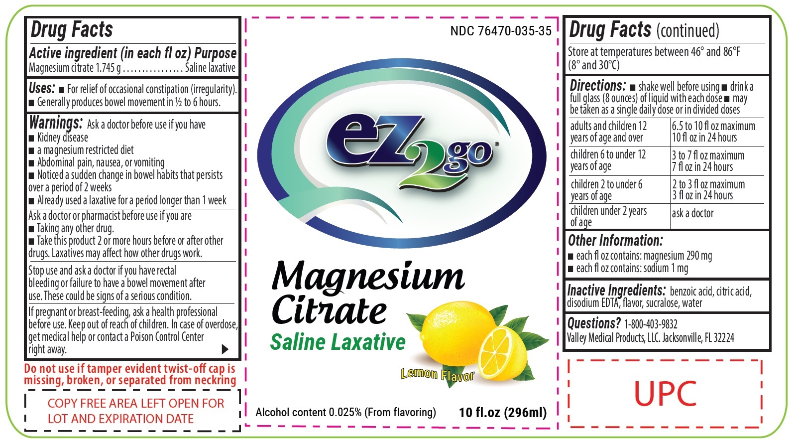 Pill image for Ez2go Magnesium Citrate Saline Laxative Lemon Flavor